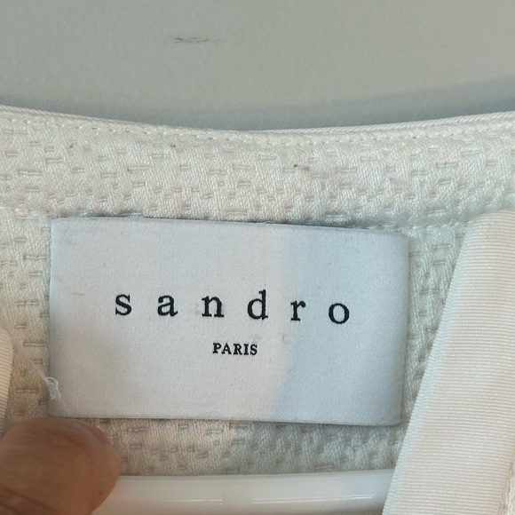 Sandro Kimmy Off White/Cream Textured Feminine Lady Jacket/Blazer, Size 38/2 - Picture 4 of 11